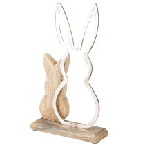 Article Lapin mère avec enfant lapin décoration argent naturel 26,5cm