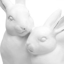 Mère lapin avec enfant look vintage céramique blanc 15.5×15×18cm
