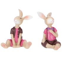 Article Ensemble de 4 figurines de lapins de Pâques, décoration de table mignonne pour Pâques et le printemps, 9 cm.