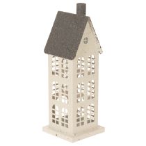 Article Maison décorative en métal avec fenêtres et cheminée, 28 cm