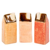 Article Maison miniature décorative en céramique pour rebord de fenêtre, 10 cm, lot de 3