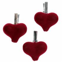 Article Coeur déco avec clip rouge 3cm 8 pcs