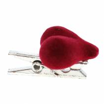 Article Coeur déco avec clip rouge 3cm 8 pcs