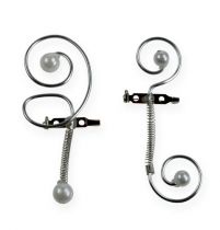 Article Épingle de mariage avec perles, argent 8cm 24 pcs