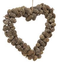 Article Décoration coeur cône coeur aulne cône blanc lavé 24cm