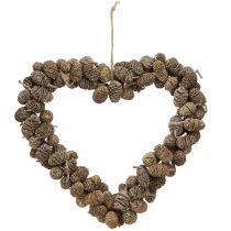 Article Décoration coeur cône coeur aulne cône blanc lavé 24cm