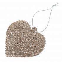 Article Coeur pailleté pour suspendre le champagne 6cm x 6,5cm 12 pcs