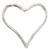 Coeur Bast à suspendre blanc 20cm 6pcs