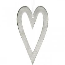 Coeur décoratif à suspendre décoration de mariage en aluminium argenté 22×12cm