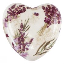 Article Décoration de coeur Décoration en céramique Décoration de table lavande Grès 8,5 cm 3 pièces