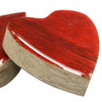 Cœurs en bois de manguier vernis naturel, rouge 4,3 cm × 4,6 cm 16 pcs