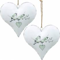 Cintre de décoration coeur avec motif oiseau, décoration coeur pour la Saint Valentin, pendentif métal forme coeur 4pcs