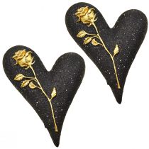 Coeur avec bijoux funéraires en or noir rose 14×10×3cm 2pcs