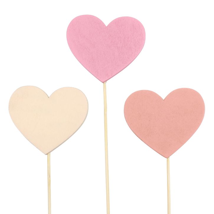 Article Bouchon de fleur bouchon décoratif coeur en bois rose 6,5×6cm 10pcs