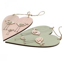 Article Coeur en bois, coeur décoratif à suspendre, décoration coeur H16cm 6pcs