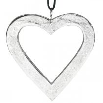Article Coeur à accrocher, décoration métal, Noël, décoration mariage argent 11×11cm