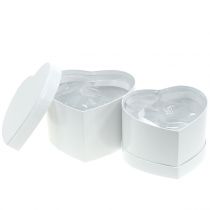 Boîte à fleurs Herzbox blanche 14 / 16cm 2pcs