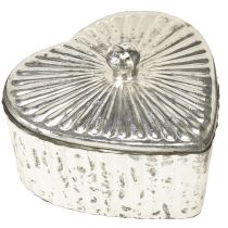 Article Boîte en forme de cœur avec couvercle, boîte en verre avec cœur, champagne, 15,5 x 15 x 10 cm
