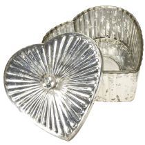 Article Boîte en forme de cœur avec couvercle, boîte en verre avec cœur, champagne, 15,5 x 15 x 10 cm