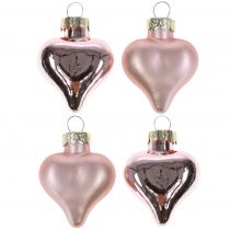 Article Décoration d&#39;arbre coeur rose en verre 3cm 20 pcs