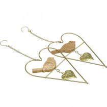 Article Coeurs décoratifs à suspendre en métal avec bois d'oiseau 12×18cm 2 pcs