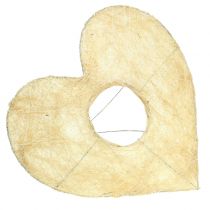 Coeur porte-fleurs en sisal blanchi 25 cm 6 p.
