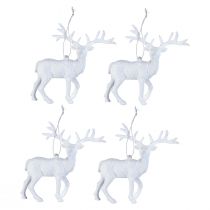 Article Décoration cerf blanc, ornement de Noël, 13,5 cm de haut, lot de 3