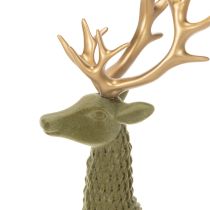 Article Figurine décorative de cerf debout, floquée avec des bois, 31 cm