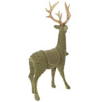 Article Figurine décorative de cerf debout, floquée avec des bois, 31 cm