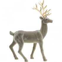 Article Figurine déco cerf décoratif renne floqué gris H46cm