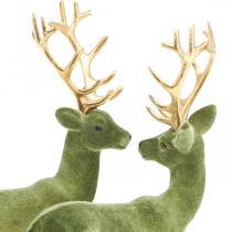 Article Déco cerf décoration figure déco renne vert H20cm 2pcs
