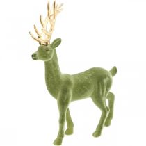 Article Figurine déco cerf décoratif renne floqué vert H37cm