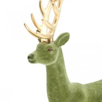 Article Figurine déco cerf décoratif renne floqué vert H37cm