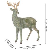 Article Figurine de cerf décorative, debout, détaillée, 43 cm