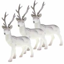 Article Renne décoratif blanc à paillettes – Décoration de Noël d&#39;hiver 20 cm 3 pièces