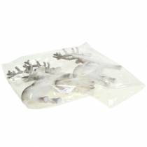 Article Renne décoratif blanc à paillettes – Décoration de Noël d'hiver 20 cm 3 pièces