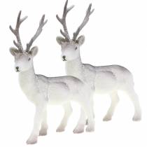 Article Déco cerf floqué/neigé 27,5cm 2 pcs