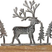 Article Décoration cerf anneau décoration support métal bois argent Ø38cm