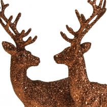 Figurine déco cerf renne cuivre pailleté déco veau H20,5cm lot de 2