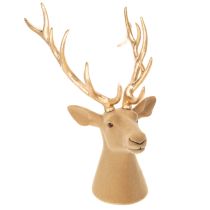 Article Tête de cerf décorative sculptée avec de grands bois, 52 cm