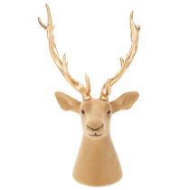 Article Tête de cerf décorative sculptée avec de grands bois, 52 cm