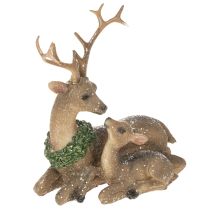 Article Figurine décorative représentant une famille de cerfs sous la neige, 17 cm