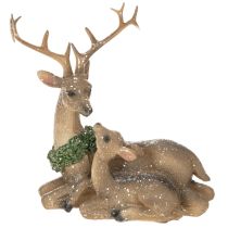 Article Figurine décorative représentant une famille de cerfs sous la neige, 17 cm
