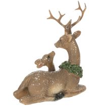 Article Figurine décorative représentant une famille de cerfs sous la neige, 17 cm