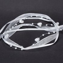 Article Ruban d'organza blanc pour décoration de mariage, 10 mm x 5 m, avec cœurs et perles
