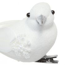 Article Pigeons de décoration de mariage en couple de pigeons sur pince blanc 22cm 2 pièces