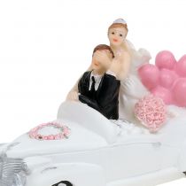 Figurine nuptiale jeunes mariés en voiture 16 cm