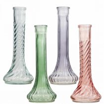 Grand vase en verre vases à fleurs vintage coloré Ø10cm H23cm 4pcs