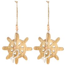 Article Décoration volant en bois pendentif poisson métal Ø12cm 2pcs