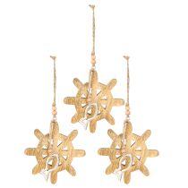 Article Décoration de volant en bois pendentif poisson en métal Ø12cm 3pcs